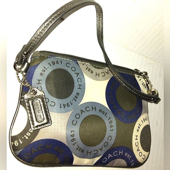 Brand New☆Rare COACH Soho Snaphead Small Sateen Wristlet ~Blue/Silver~ - Picture 11 of 14